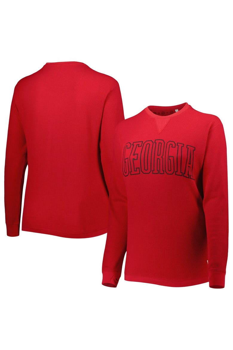 Women's Pressbox Red Georgia Bulldogs Surf Plus Size Southlawn Waffle-Knit Thermal Tri-Blend Long Sleeve T-Shirt, Main, color, Red