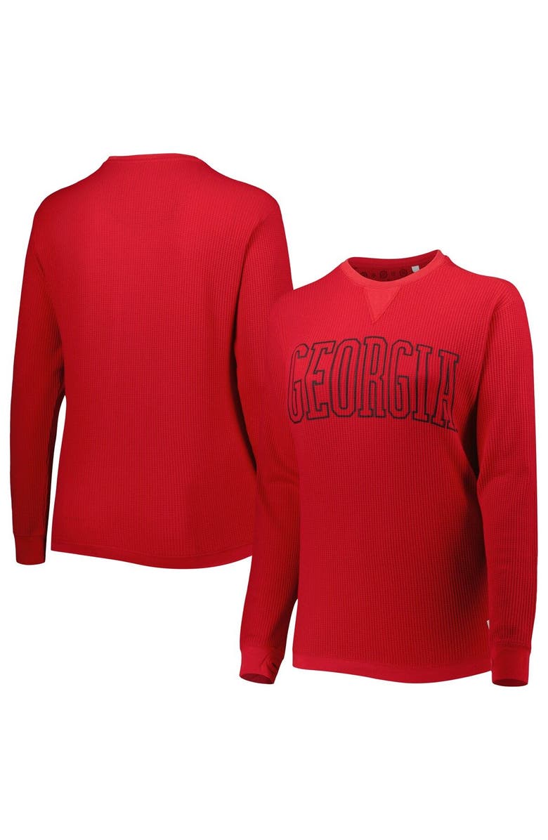PRESSBOX Women's Pressbox Red Georgia Bulldogs Surf Plus Size Southlawn Waffle-Knit Thermal Tri-Blend Long Sleeve T-Shirt, Main, color, Red