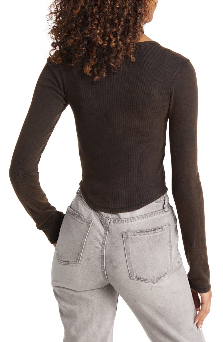 BDG Urban Outfitters Acid Wash Placket Cotton Crop Henley, Alternate, color,