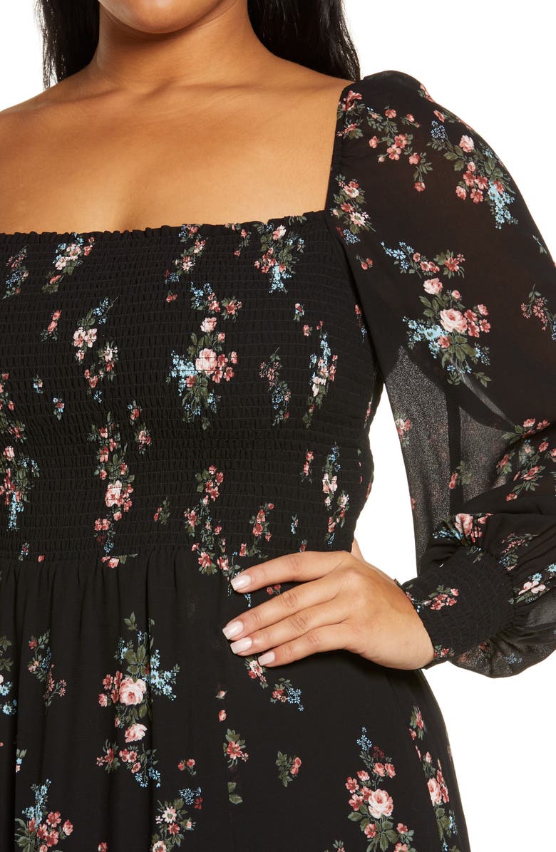 Reformation Cello Floral Long Sleeve Midi Dress, Alternate, color, 