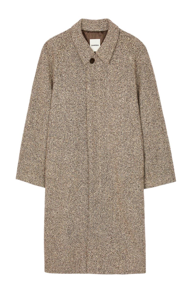SANDRO Oversized wool coat, Alternate, color, Brown