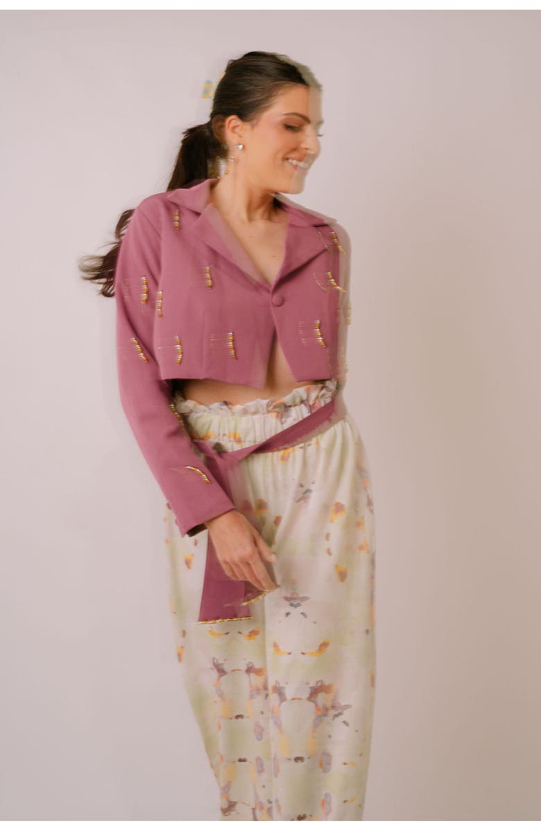San Malo Lara Beaded Oversized Blazer, Main, color, Purple