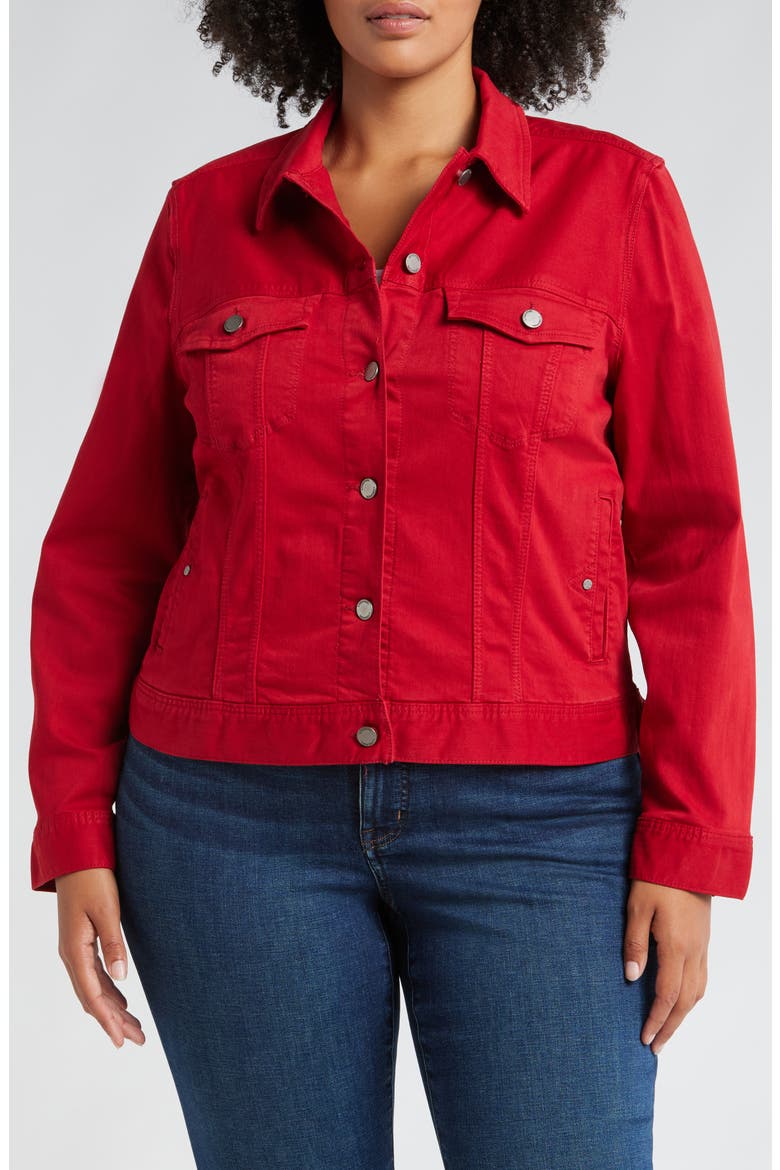 Denim Trucker Jacket, Alternate, color, CARNELIAN