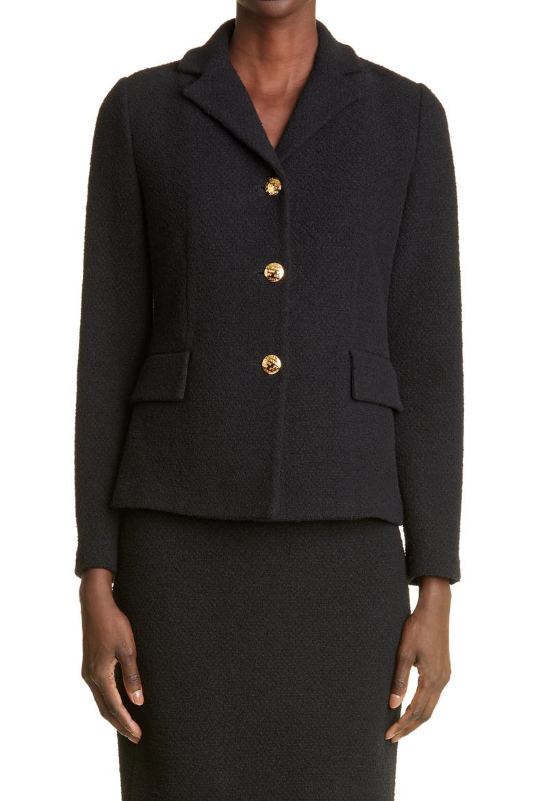 Bouclé Knit Jacket, Main, color, BK00 BLACK