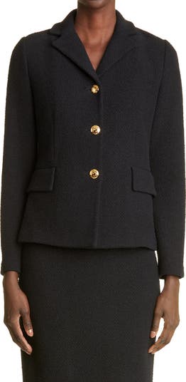 Casper John Boucle MA-1/ブークレMA-1 St. John Compact Boucle Knit Notch-Collar Single-Breasted