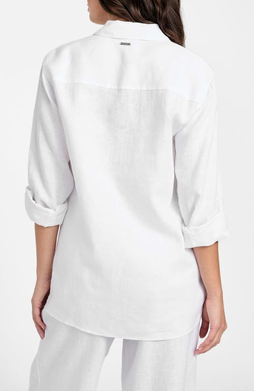 Guess Gen Linen Button-up Shirt In White