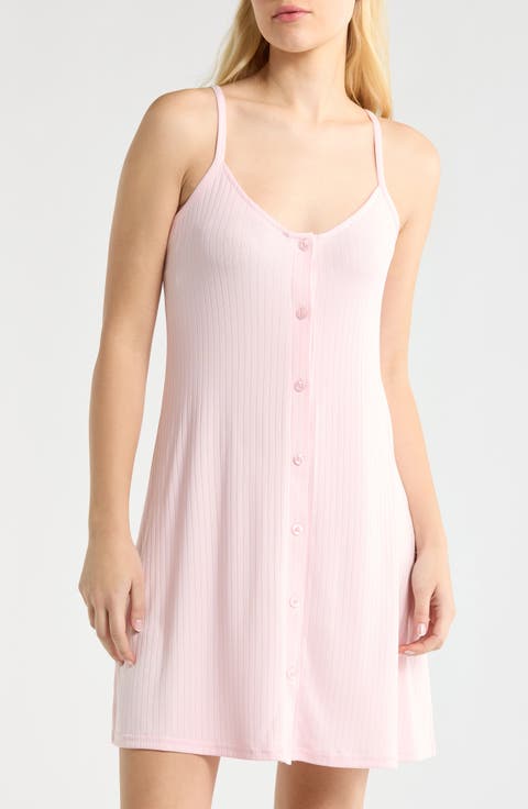 Rib Button Front Chemise
