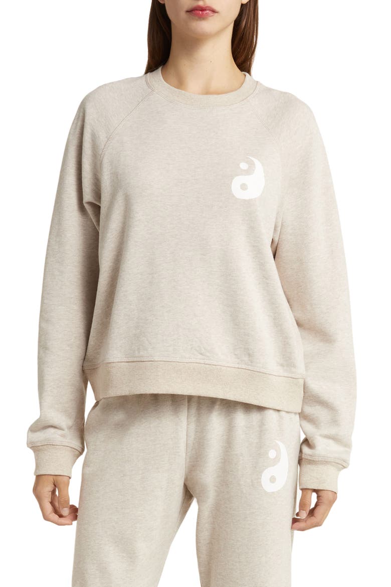 Bridget Yin & Yang Cotton French Terry Sweatshirt, Main, color, OATMEAL HEATHER