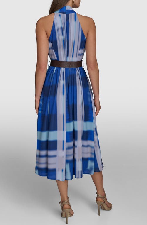 Donna Karan New York Tie Dye Print Sleeveless Midi Dress In Blueberry Multi