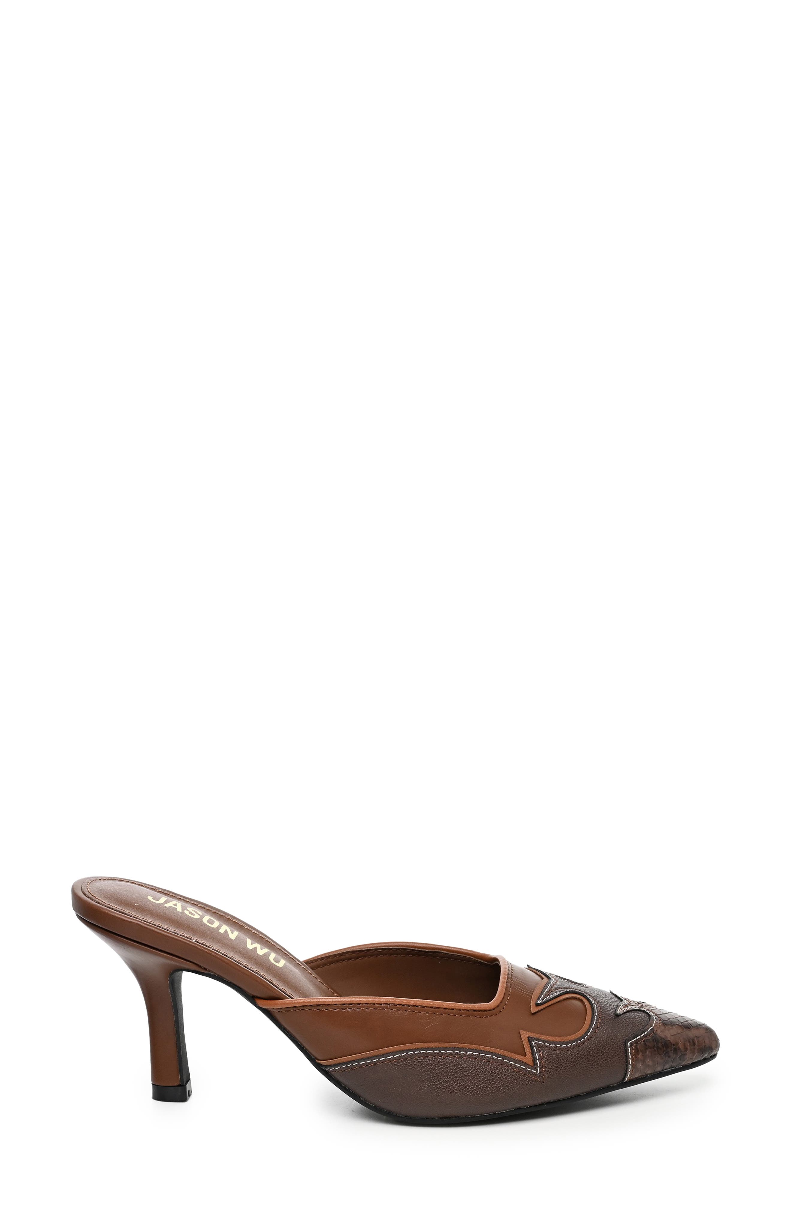 Jestin Faux Leather Pointed Toe Mule, Alternate, color, BROWN MULTI