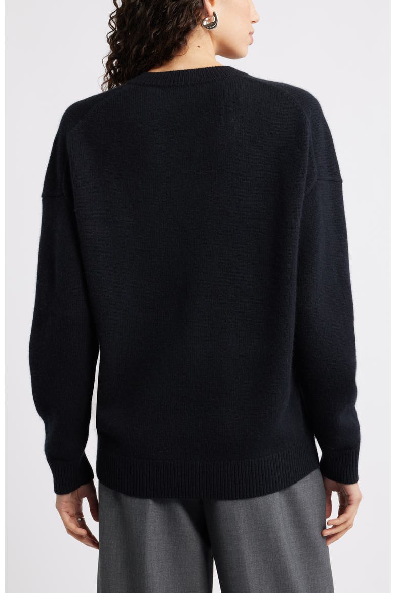 V-Neck Wool & Cashmere Sweater, Alternate, color, BLACK ROCK