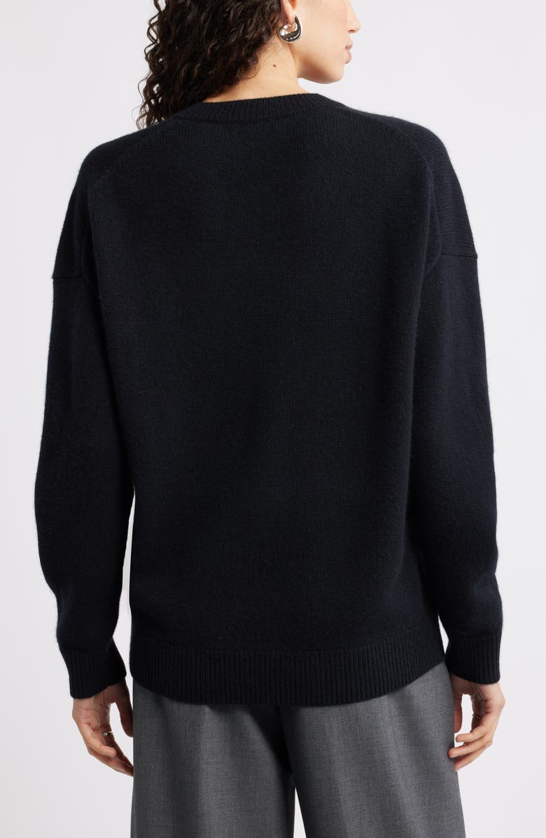 Nordstrom V-Neck Wool & Cashmere Sweater, Alternate, color, Black Rock