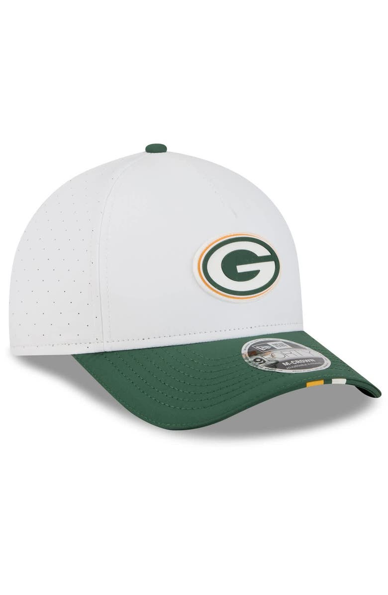 New Era Men's New Era White/Green Green Bay Packers 2025 NFL Training Camp A-Frame 9FORTY Adjustable Hat, Alternate, color, White