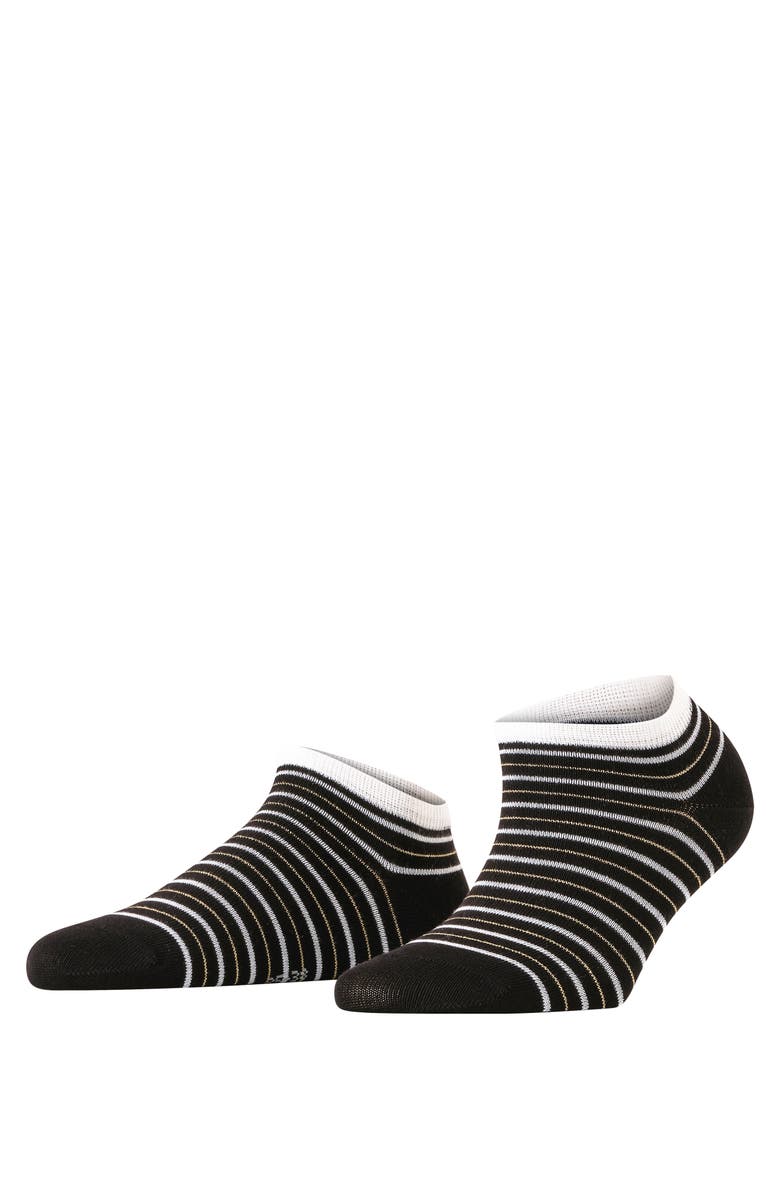 Falke Stripe Shimmer Sneaker Socks, Main, color, Black
