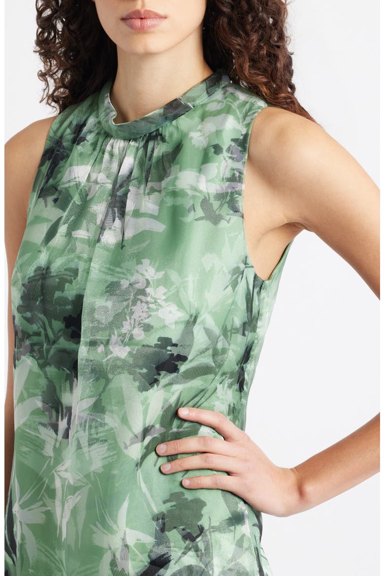 Floral Semisheer Organza Midi Dress, Alternate, color, NAVY/GREEN MULTI