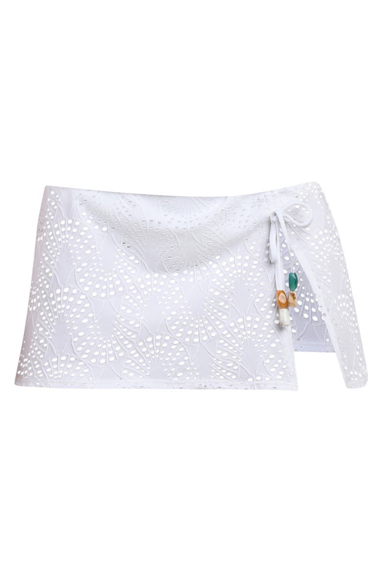Shellbound Eyelet Swim Skirt, Alternate, color, WHITE