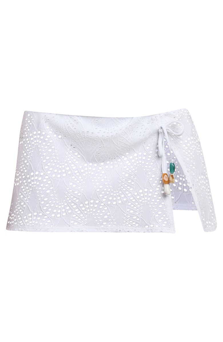 La Blanca Shellbound Eyelet Swim Skirt, Alternate, color, White