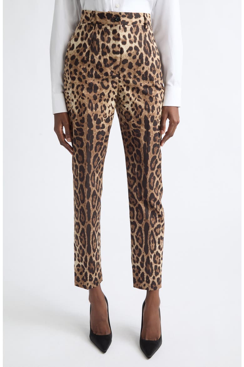Leopard Print Cotton Poplin Pants, Main, color, LEO NEW