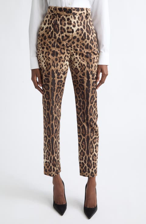 Leopard Print Cotton Poplin Pants