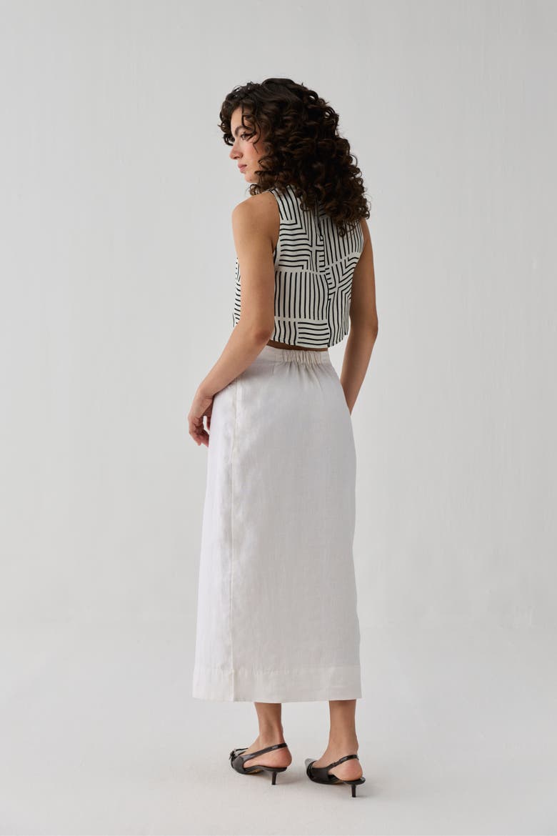 Fitted Overlap Midi Skirt, Alternate, color, Off White