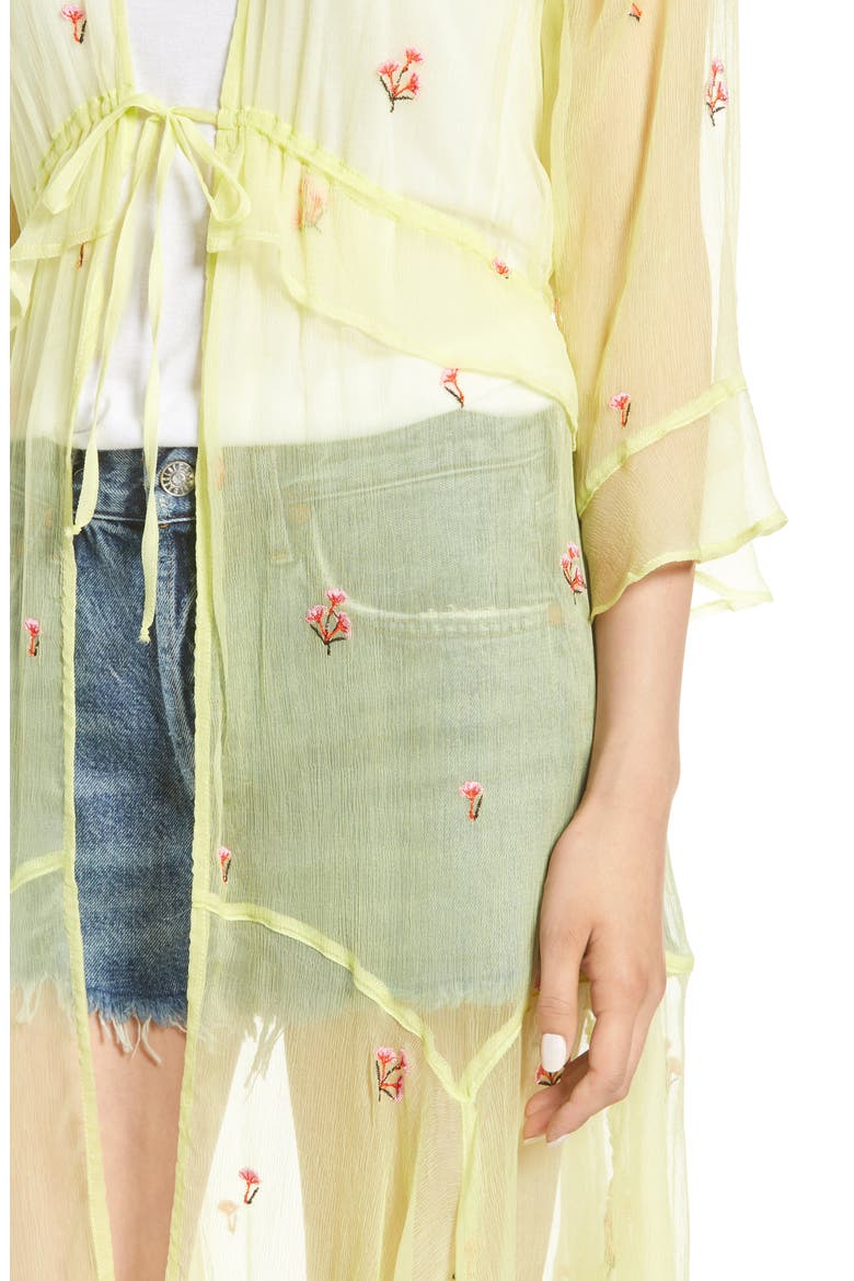 NFC Mini Poppy Embroidered Duster, Alternate, color, YELLOW