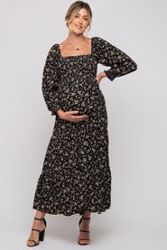 PinkBlush Floral Smocked Long Sleeve Maxi Dress