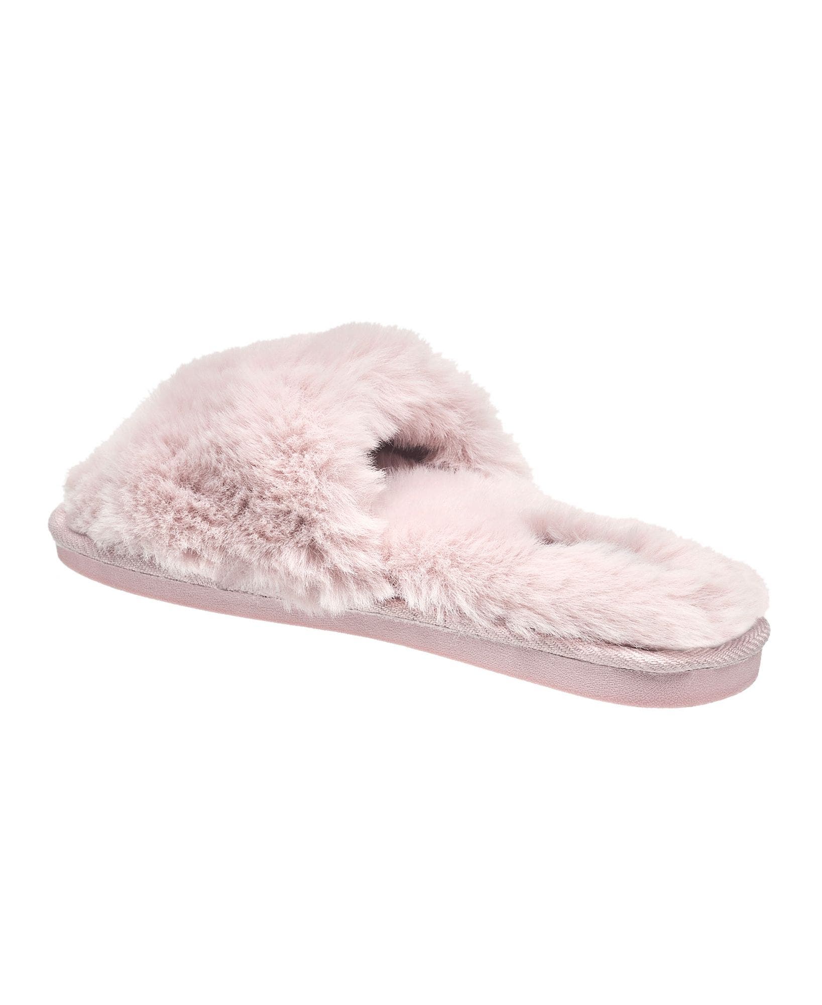 Slide Faux Fur Slipper, Alternate, color, Blush