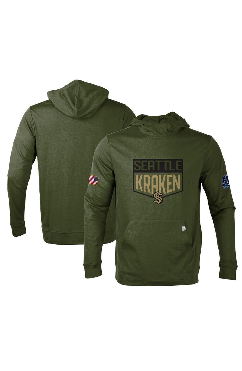 LEVELWEAR Men's Levelwear Olive Seattle Kraken Thrive Tri-Blend Pullover Hoodie, Main, color, 