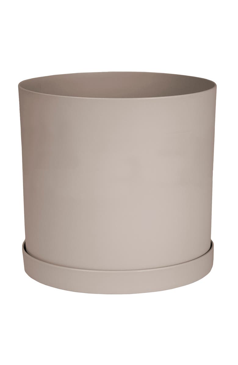 Bloem 12 Inch Mathers Round Planter With Saucer Tray, Pebble Stone, Main, color, Beige