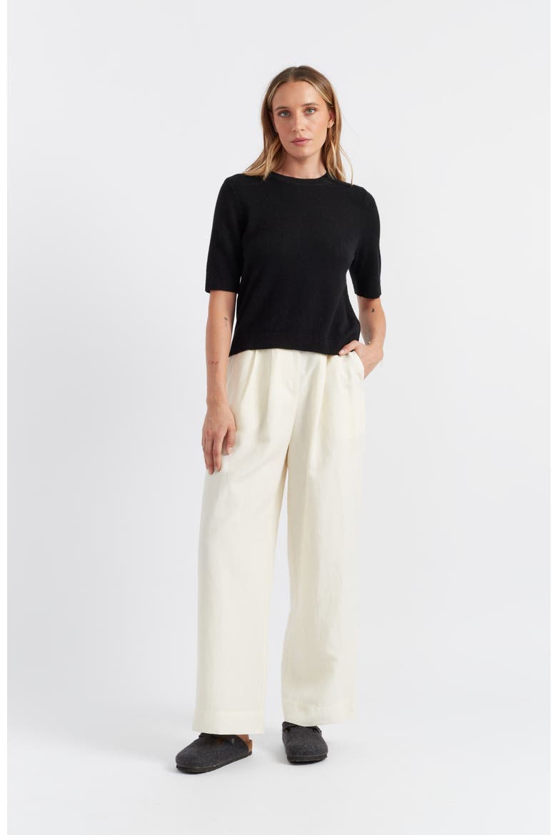 Cloud Cashmere Short Sleeve Sweater Tee, Alternate, color, Black