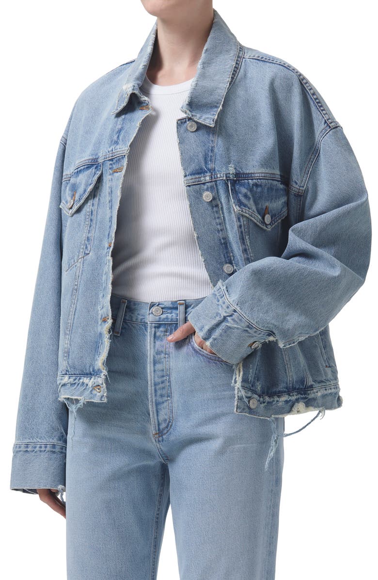 AGOLDE Martika Frayed Oversize Denim Jacket, Alternate, color,
