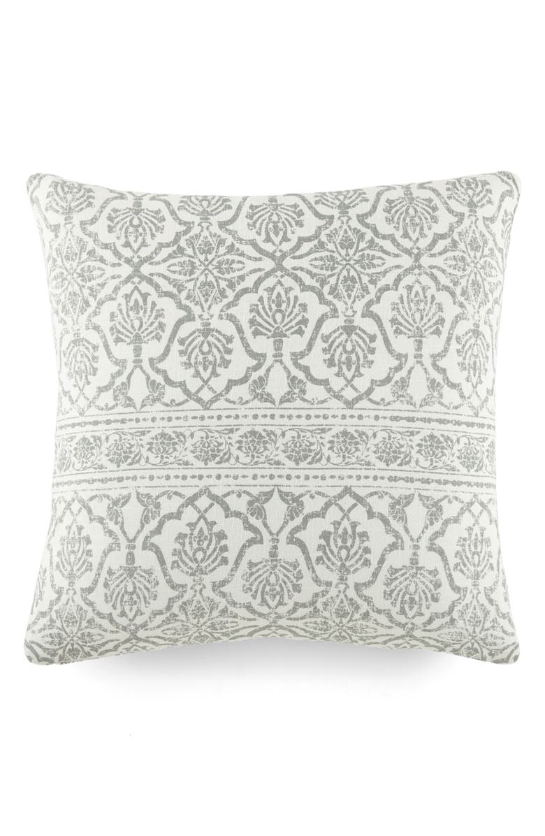 HOMESPUN Antique Floral Cotton Throw Pillow, Main, color, Arctic