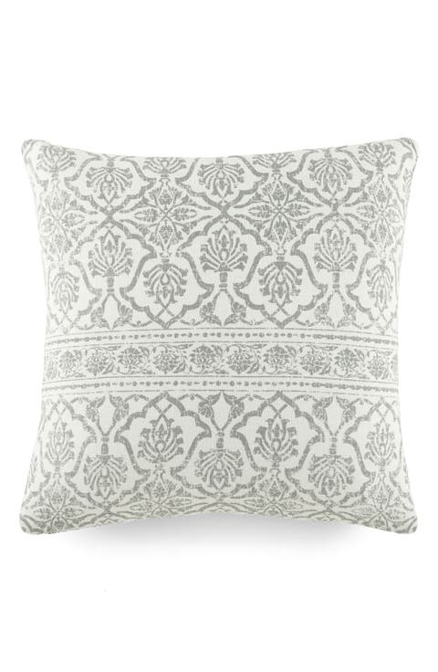 Antique Floral Cotton Throw Pillow