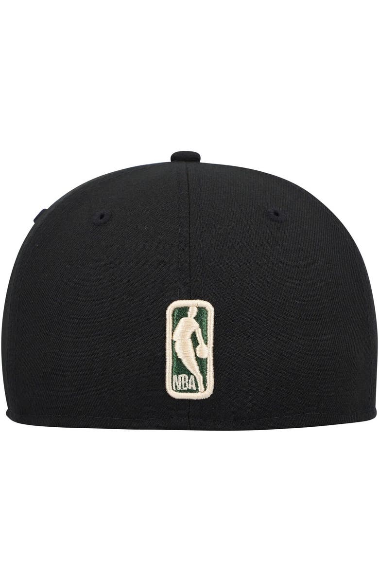 New Era Men's New Era Black Milwaukee Bucks Champs Trophy 59FIFTY Fitted Hat, Alternate, color, 
