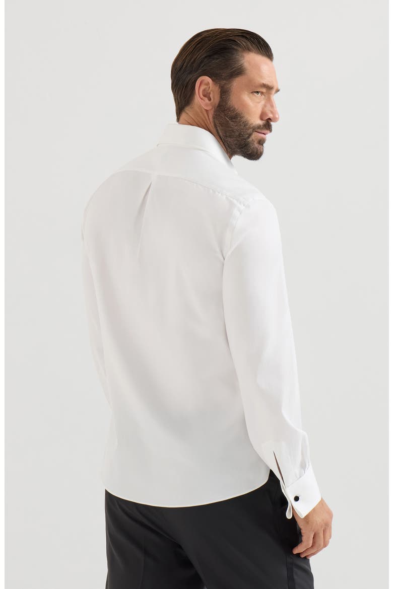 Sea Island cotton twill tuxedo shirt with spread collar, Alternate, color, Blue