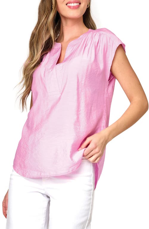 Gibsonlook Split Neck Cap Sleeve High-low Top In Solid Lilac