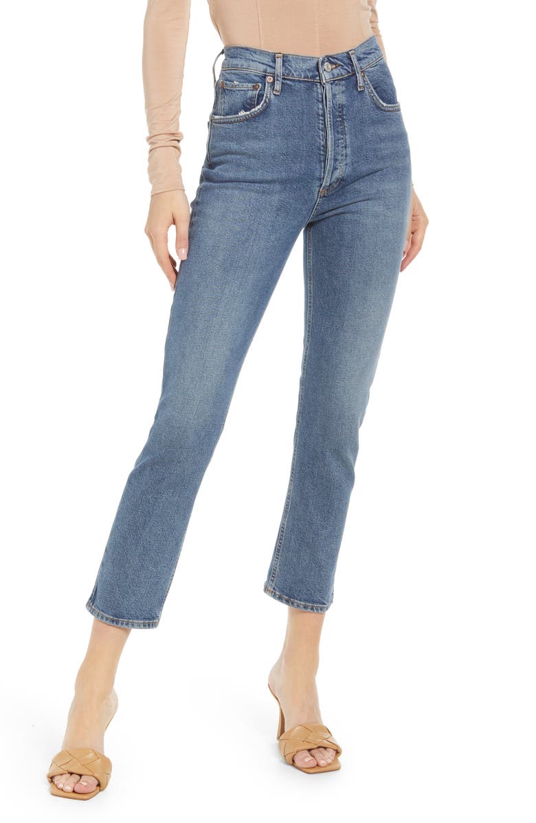 AGOLDE Riley High Waist Ankle Straight Leg Jeans, Main, color,