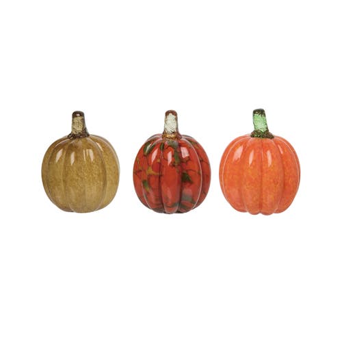 Transpac Glass Mini Harvest Pumpkin Set Of 3 For Fall Home Decor In Multi