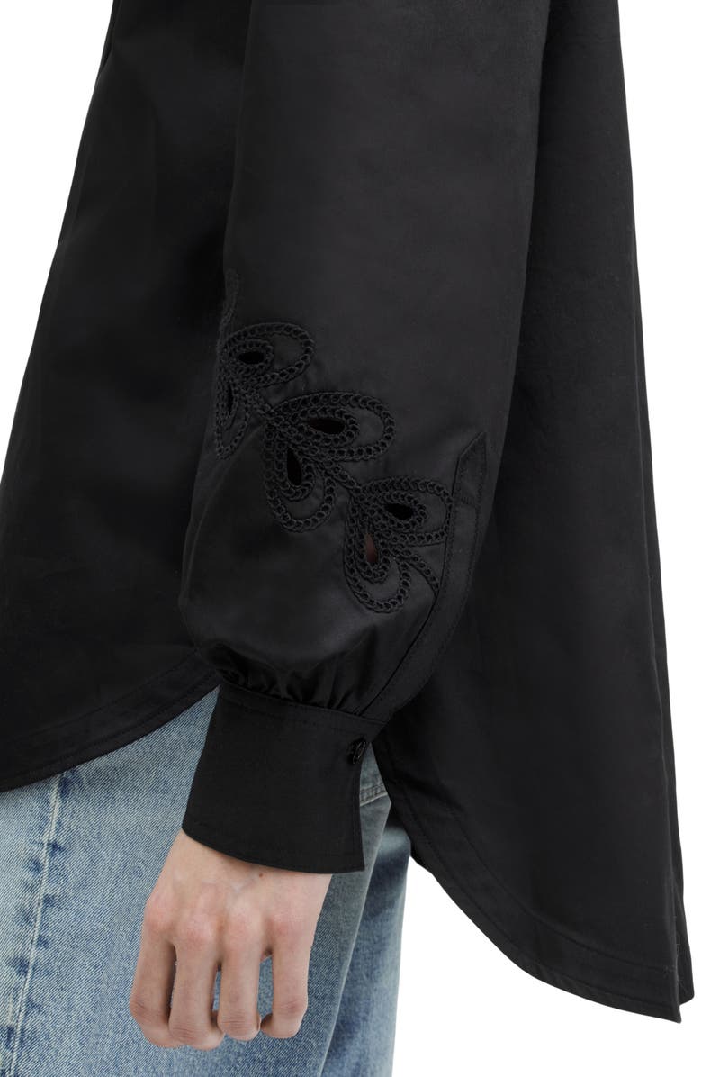 AllSaints Marcie Val Cotton Button-Up Shirt, Alternate, color, Black