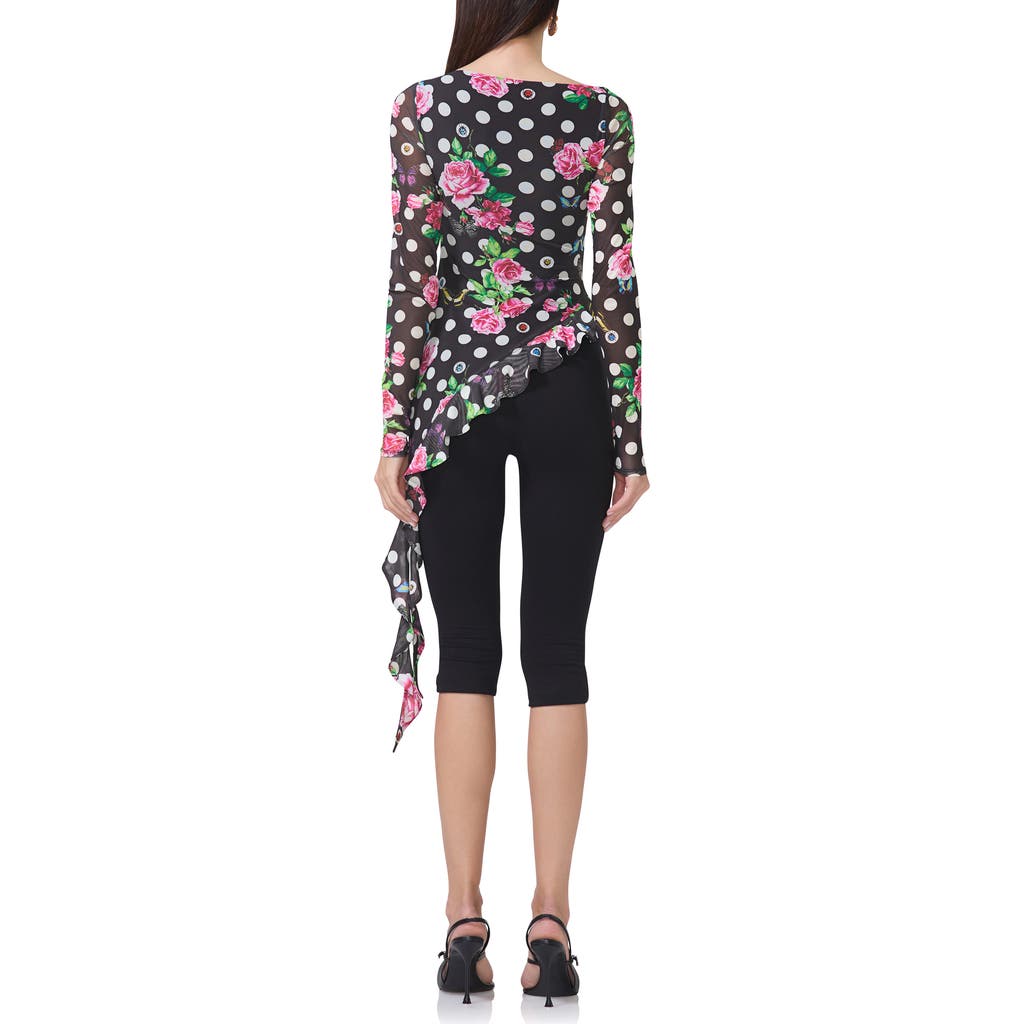 AFRM AFRM DORIS RUFFLE ASYMMETRIC MESH TOP