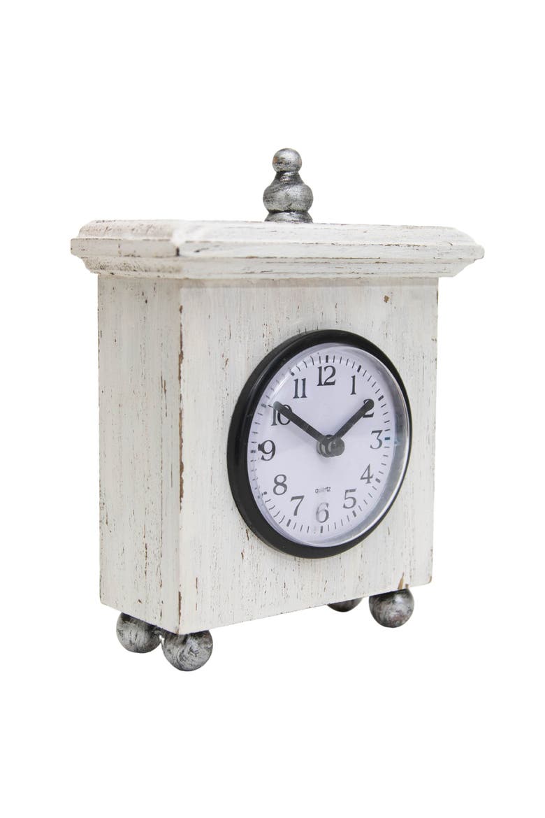 Square White Wood & Plexiglass Tabletop Clock, Alternate, color, White