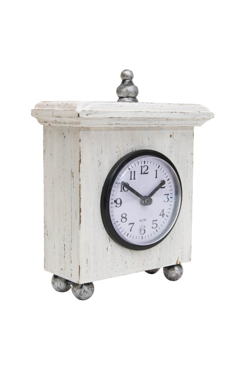 Foreside Home and Garden Square White Wood & Plexiglass Tabletop Clock, Alternate, color, White