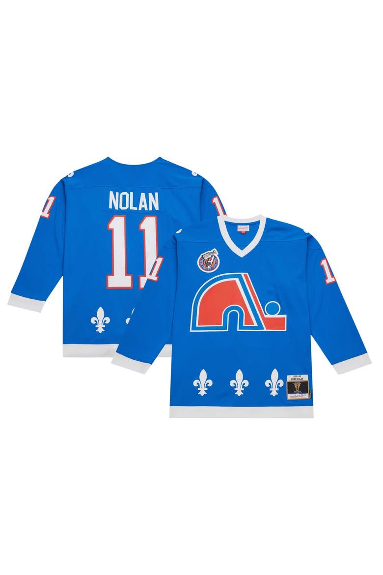 Men's Mitchell & Ness Owen Nolan Blue Quebec Nordiques  1992/93 Blue Line Player Jersey, Main, color, Blue