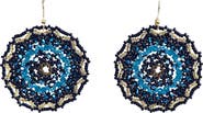 MADISON BEVERLY HILLS Dreamer Blue and Navy Hand-Beaded Mandala Drop Earrings