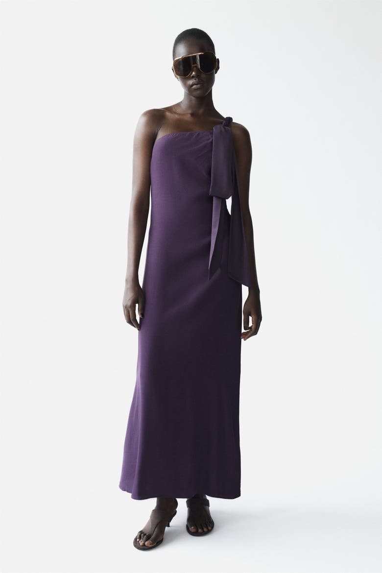 Braided-detail One-shoulder Dress, Alternate, color, Purple