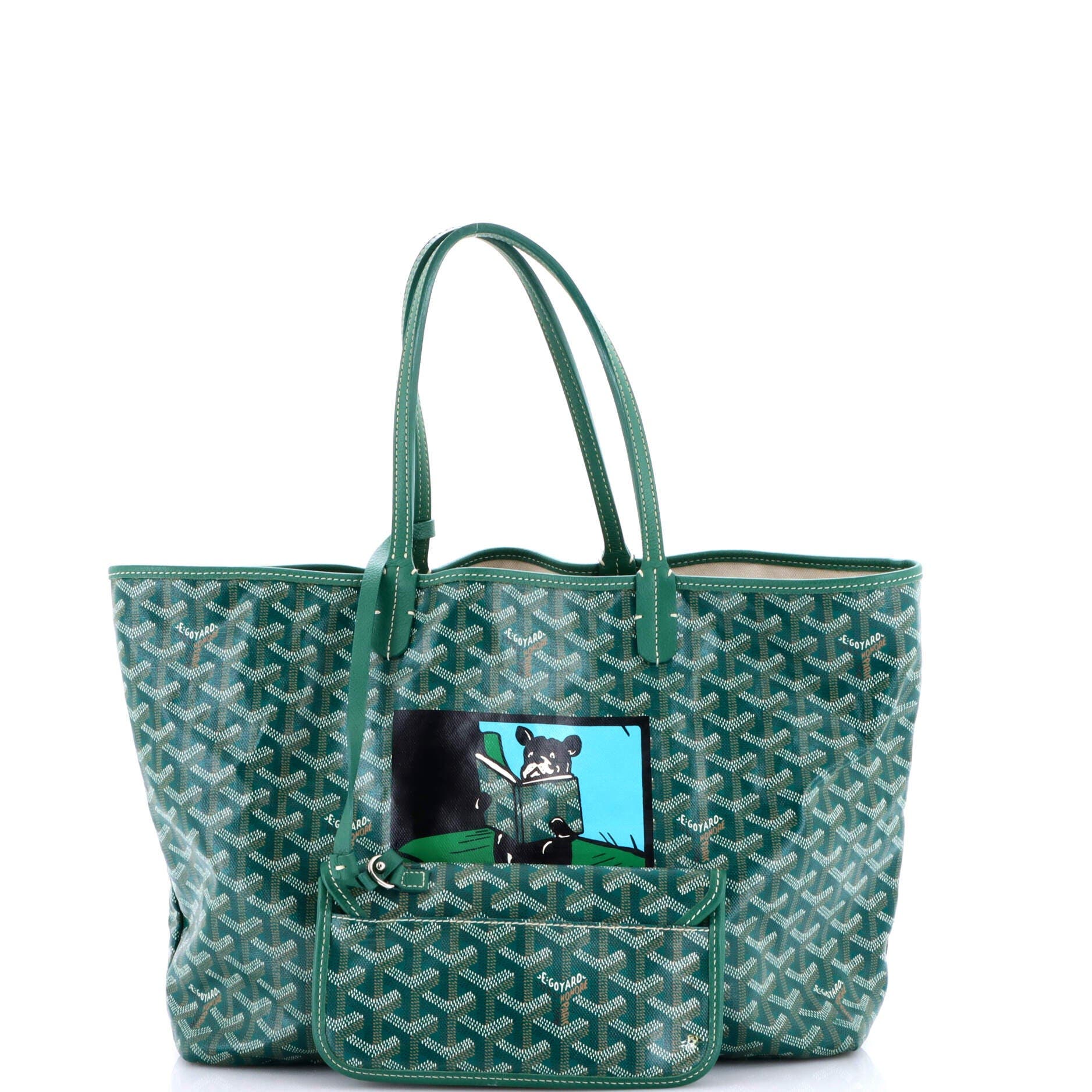 Pre-Owned Goyard Saint Louis Tote Printed Coated Canvas PM, Alternate, color, Green