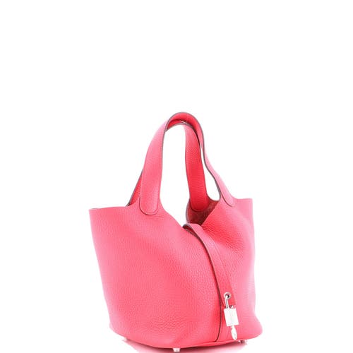 Pre-owned Hermes Hermes Picotin Lock Bag Clemence Pm In Pink