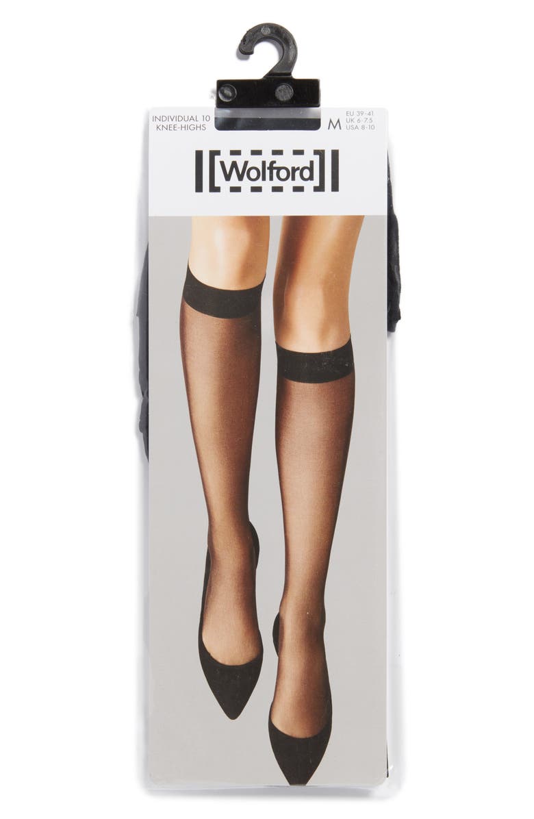 Wolford Satin Touch Knee High Socks, Alternate, color, Black