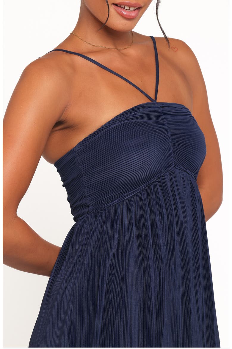Polly Pleated Sleeveless Midi A-Line Dress, Alternate, color, NAVY