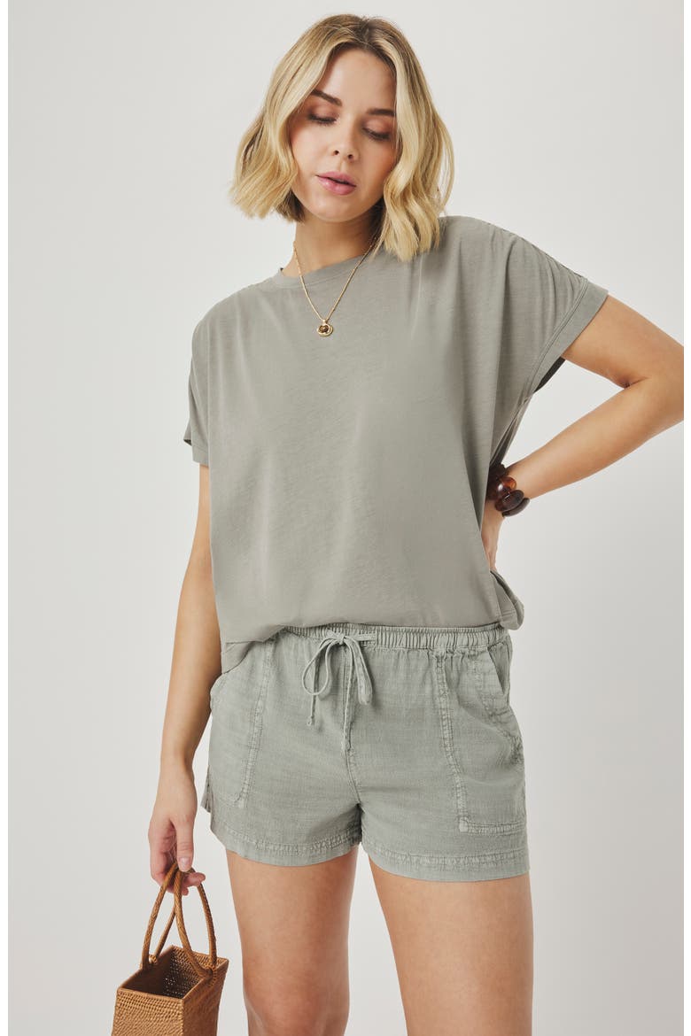 Rebecca Shirred Sleeve Cotton Blend T-Shirt, Alternate, color, EUCALYPTUS GREEN
